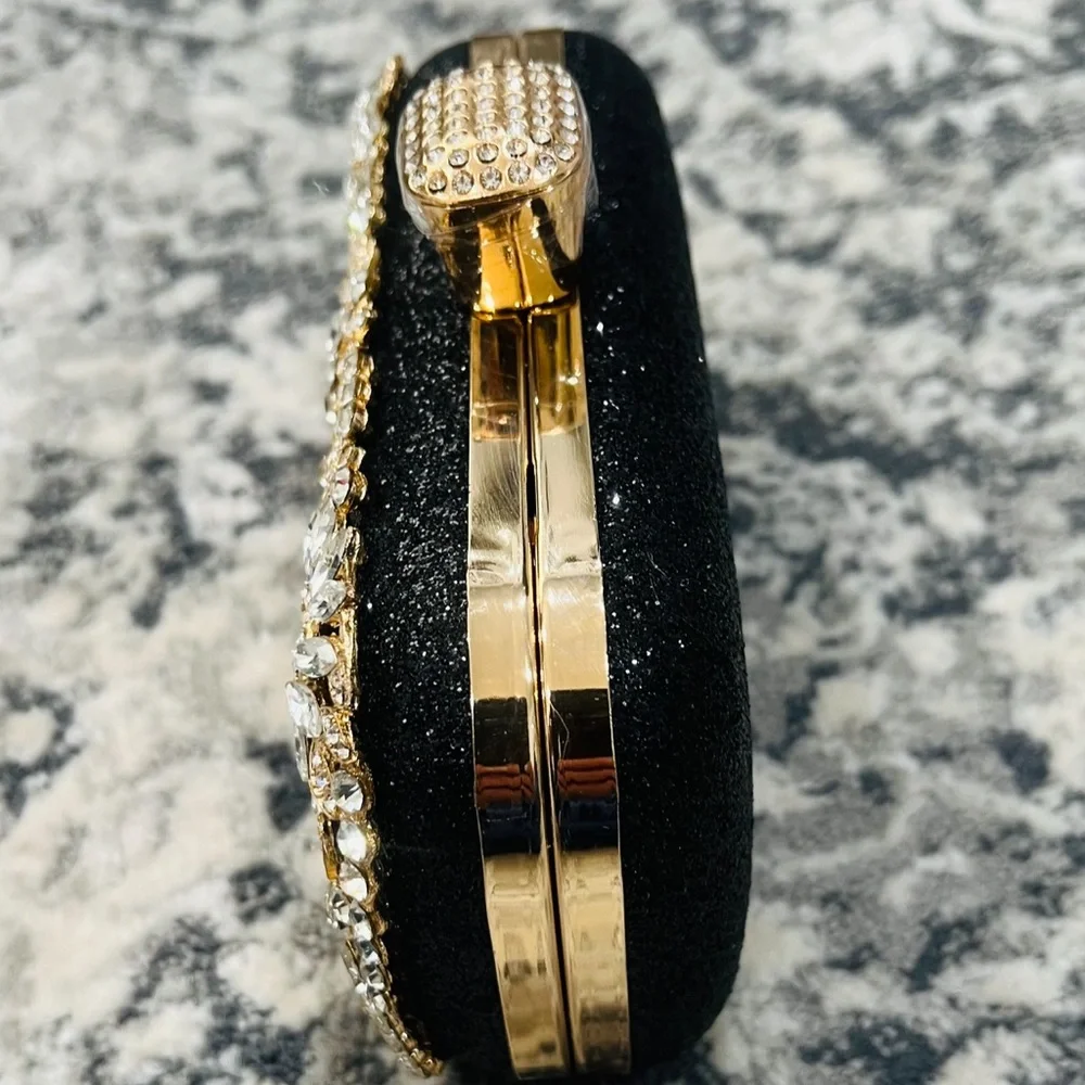 Crystal Black & Gold Evening Bag